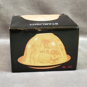 Hellman Versand Starlight Porcelain Lithopane Tea Light Fairy Dome DOGS #447 NEW